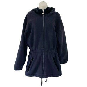 VTG Obermeyer Woman's Sz S Black Fleece Toggle Waist Hooded Jacket